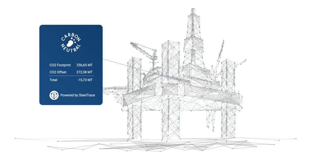 Example of how SteelTrace adds carbon neutral information to a digital twin. 